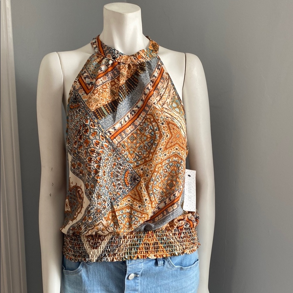 Sienna Sky - Bohemian Print Halter Top - Multicolor Jr. Sz L NWT